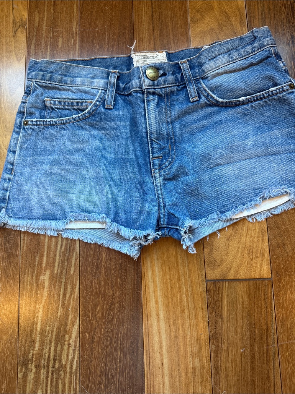 Current/Elliott Distressed Cutoff Denim Shorts - Blue